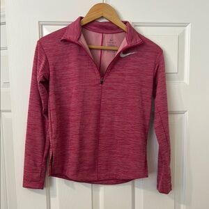 Nike Pink Fitted Long Sleeve Zippered Sweatshirt